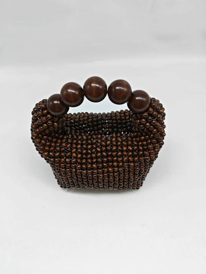 Wooden Bucket Beaded Bag