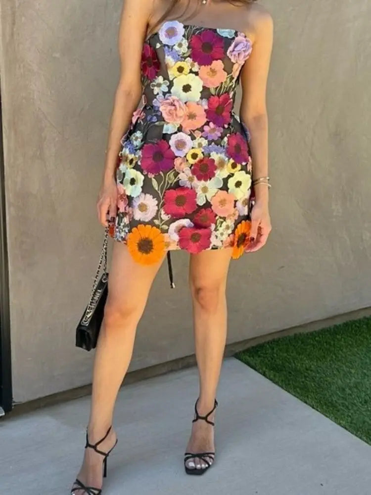 Floral Pattern Mini Dress