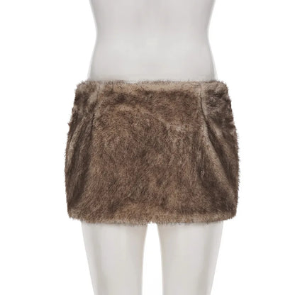 Furry Pleated Mini Skirt