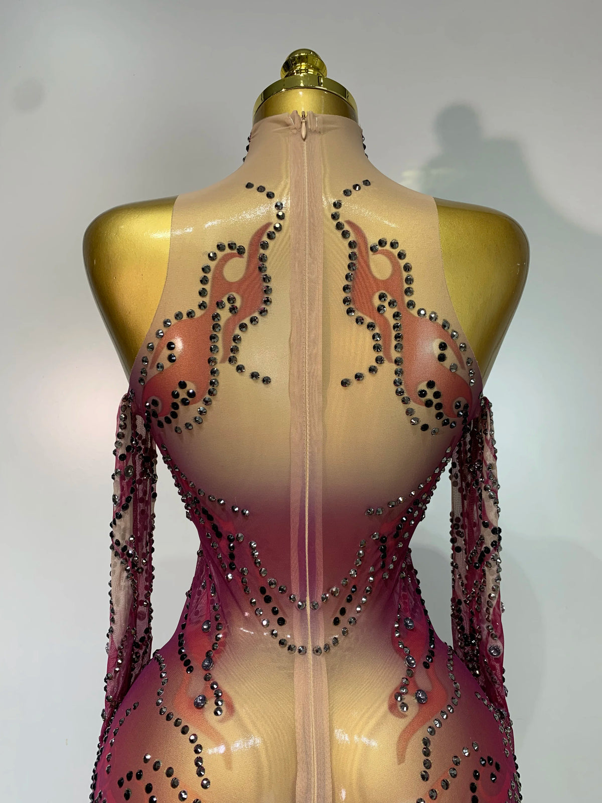 Alyza Rhinestone Mesh Jumpsuit