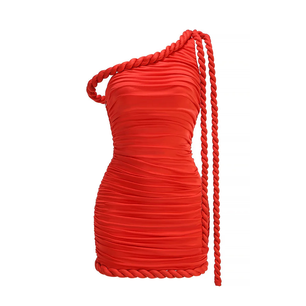 Velvet Rope One-Shoulder Mini Dress