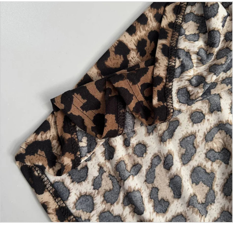 Leopard Pleated Bandage Maxi Dress