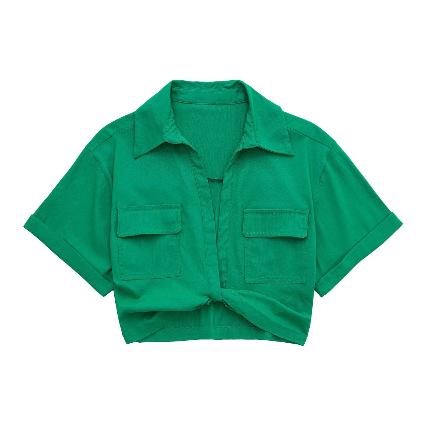 Safari Shirt Cropped Top Fashion Closet Clothing