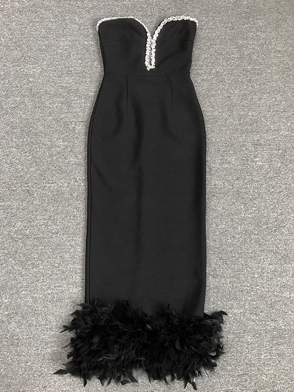 Feather Cocktail Bandage Maxi Dress