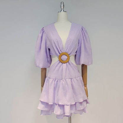 Sara Lantern Sleeve Mini Dress Fashion Closet Clothing