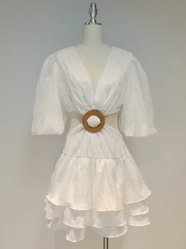 Sara Lantern Sleeve Mini Dress Fashion Closet Clothing