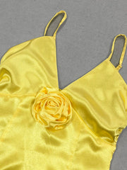 Satin Flower Mini Dress Fashion Closet Clothing