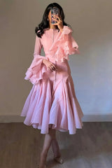 Lory Peated Flare Midi Dress