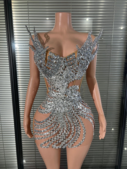 Wing Mesh Mini Dress