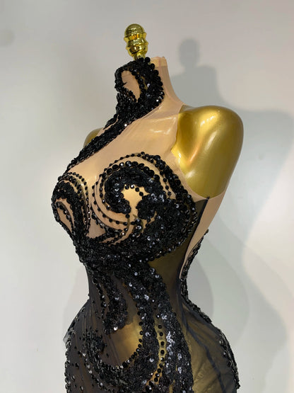 Black Diamond Asymmetric Dress
