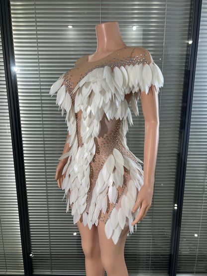 Hot Leaf Sequins Mini Dress
