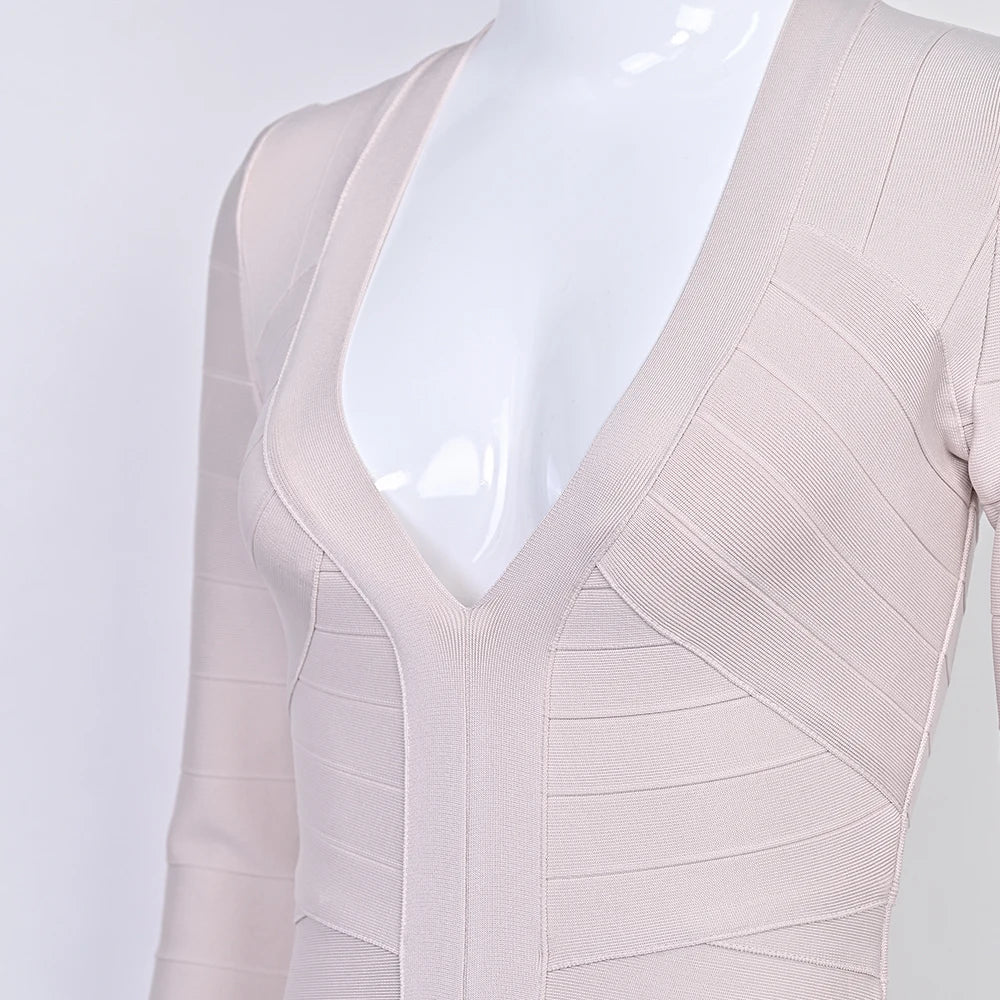 Plunge V Neck Bandage Mini Dress