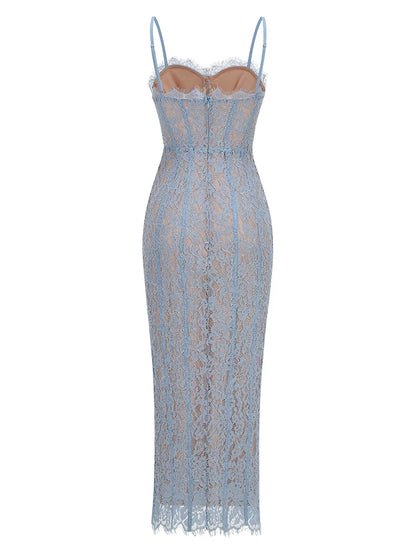 Floral Lace Bodycon Maxi Dress