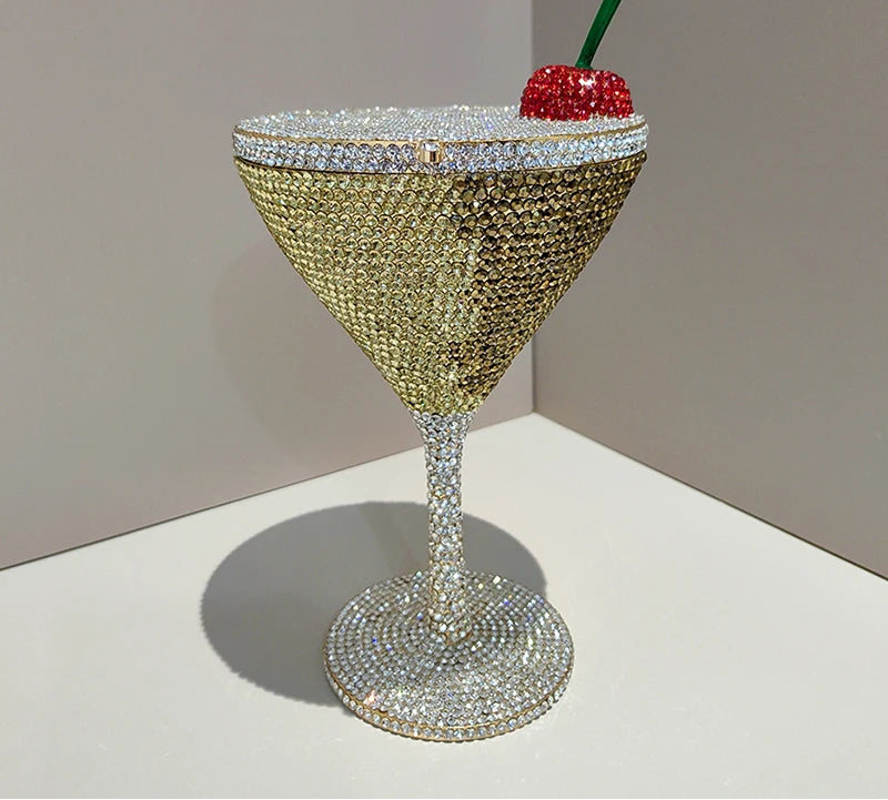 Cherry Goblet Rhinestone Clutch Bag