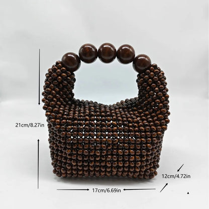 Wooden Bucket Beaded Bag