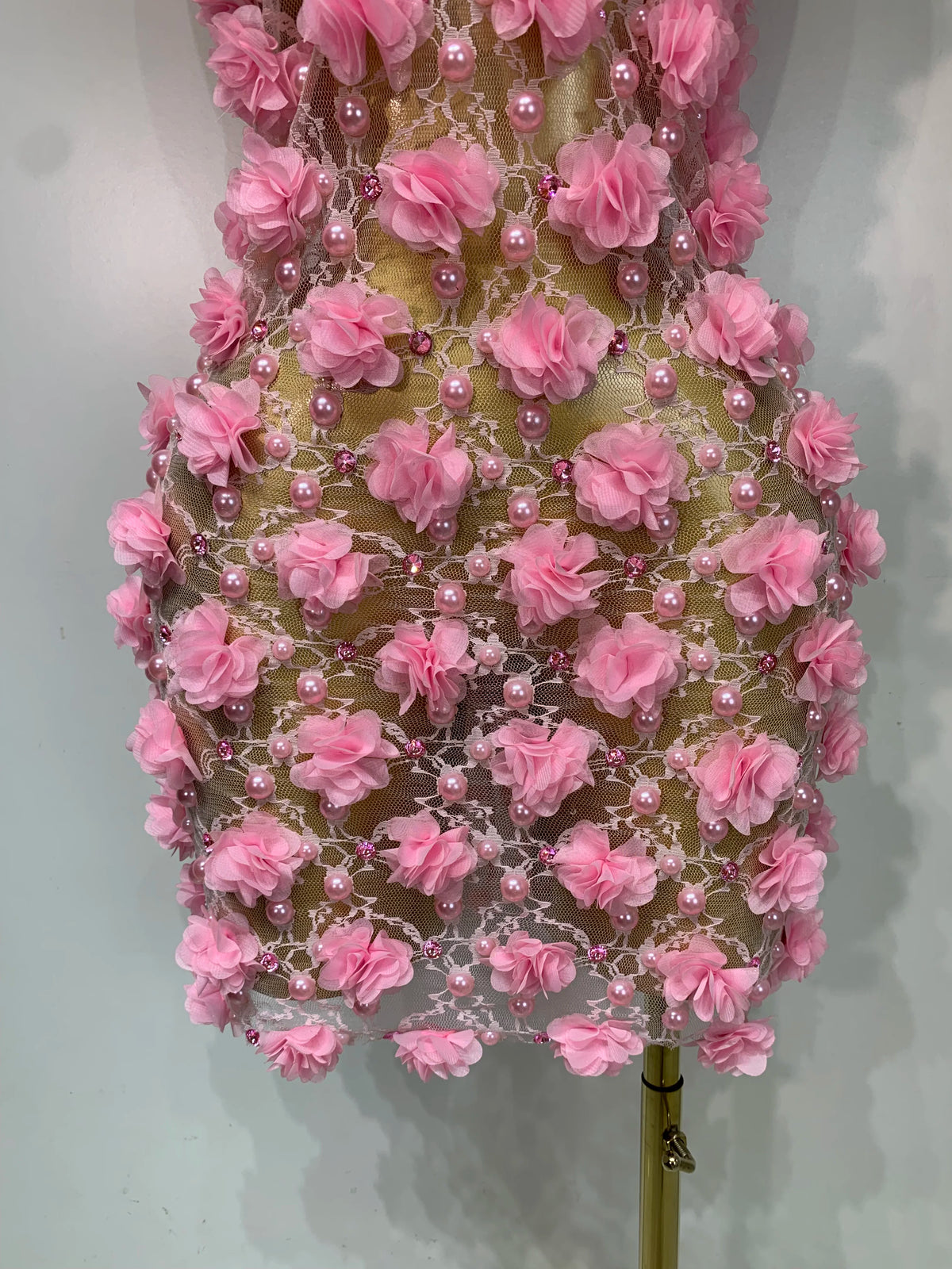 Bloom Pearls Lace Mini Dress