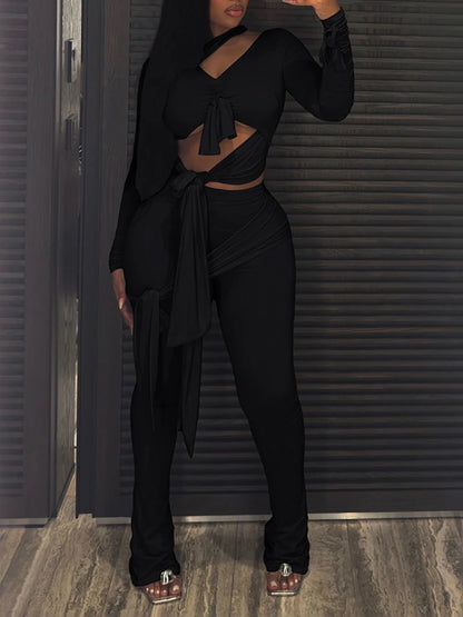 Multi Knot Flare Tassel Pants Set