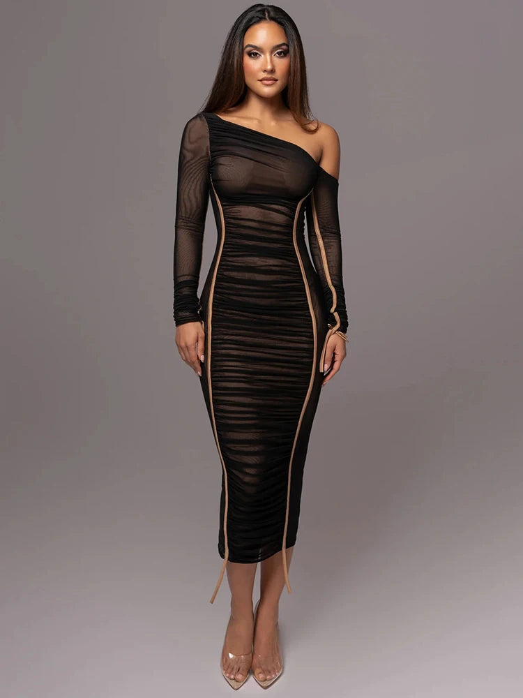 Larsa Ruched Midi Dress