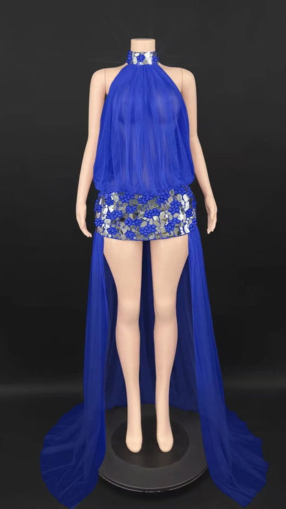 Meisha Sequin Train Dress