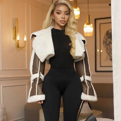 Fur Collar Crop Jacket