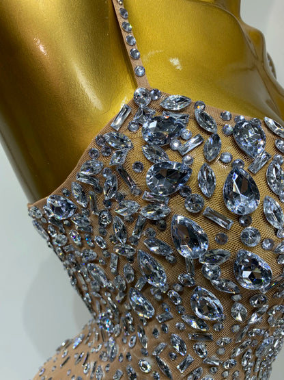 Zoey Rhinestone Mesh Mini Dress