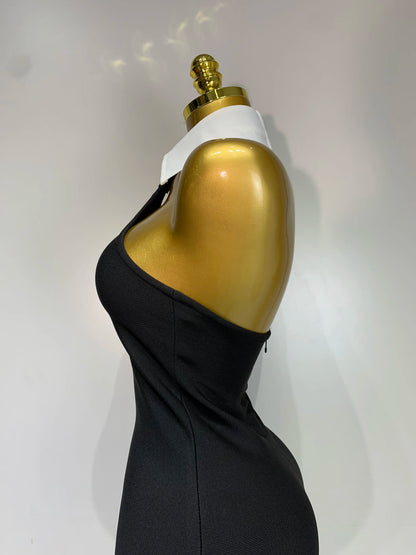 White Collar Bodycon Bandage Mini Dress