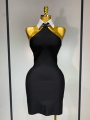 White Collar Bodycon Bandage Mini Dress