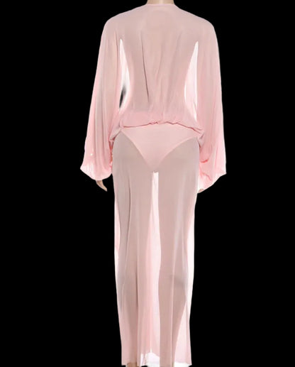 Klarissa Ruched Lantern Sleeve Maxi Dress