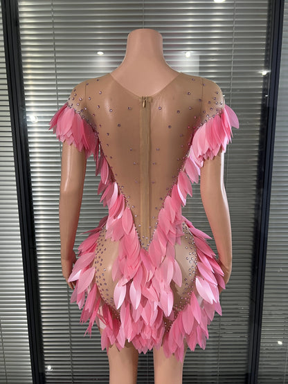 Hot Leaf Sequins Mini Dress