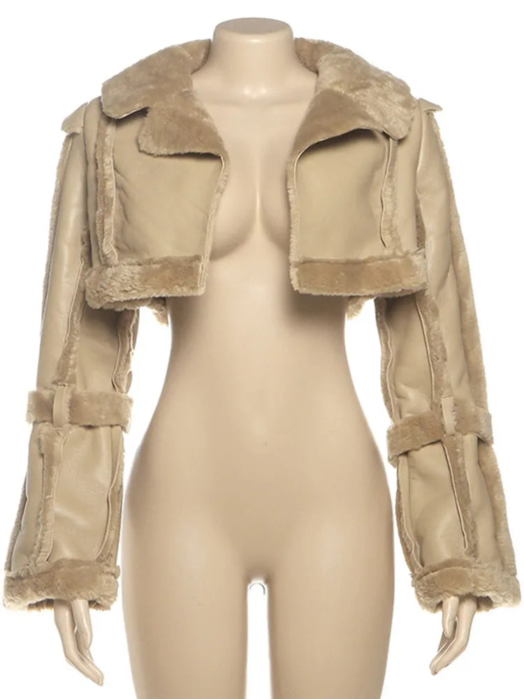 Fur Collar Crop Jacket