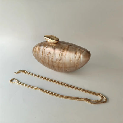 Shell Pearl Marble Clutch Purse