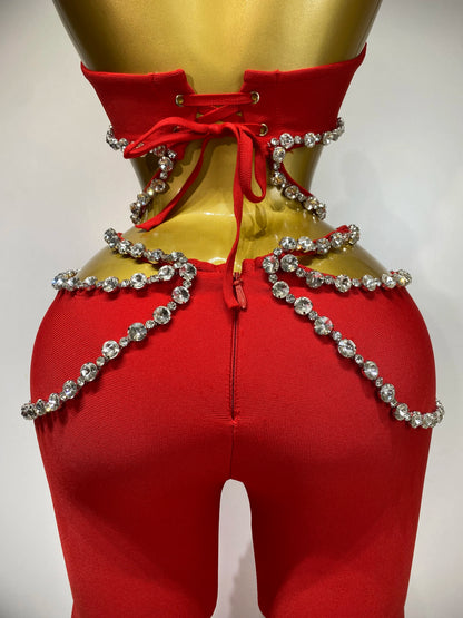 Anita Rhinestone Bandage Pants Set