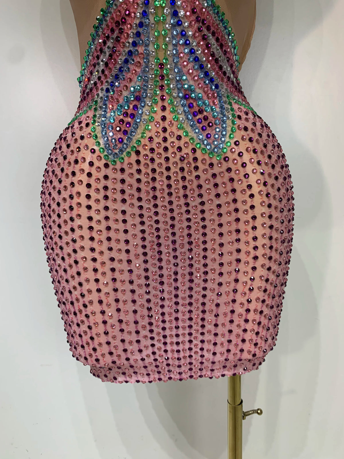 Butterfly Crystal Mesh Mini Dress