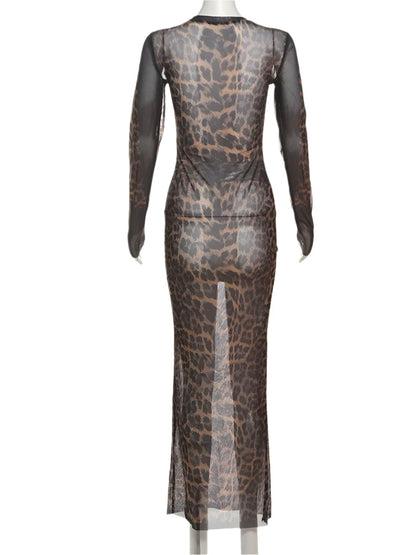 Lena Leopard Mesh Dress