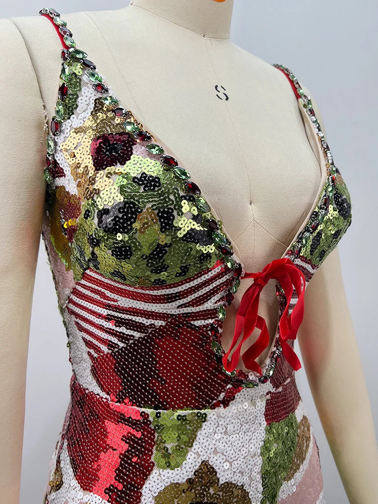 Kiandra Floral Rhinestone Maxi Dress