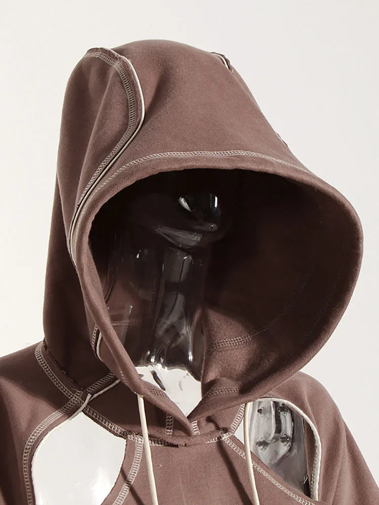Hooded Cut Out Bandage Jacket