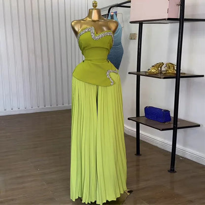 Katrine Pleated Wide Leg Pants Set