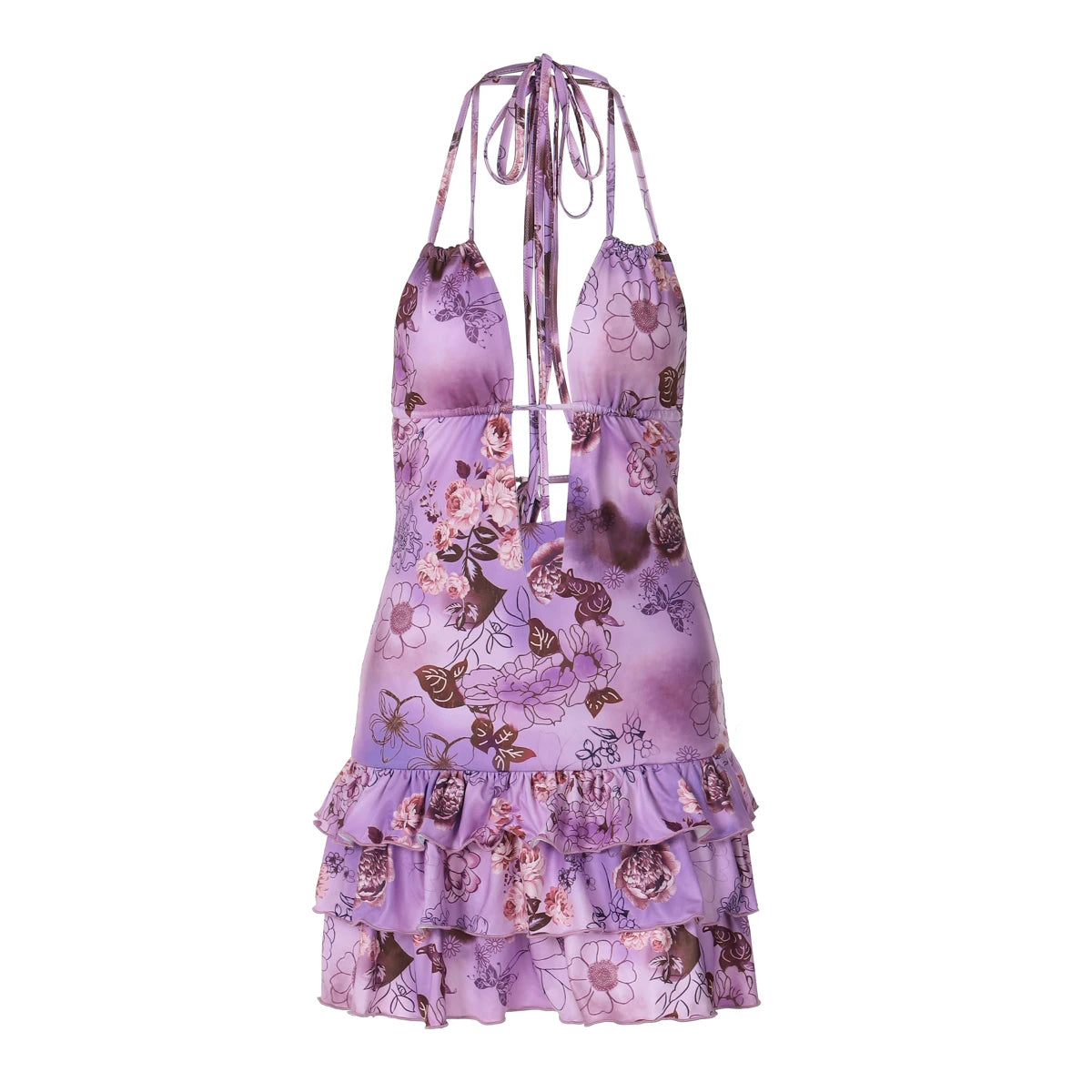 Purple Plum Pleated Mini Dress