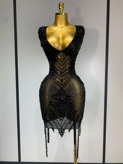 Frankie Rhinestones Mesh Dress