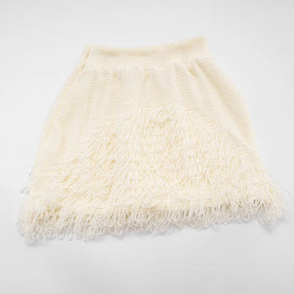 Knit Sweater Fringe Skirt Set