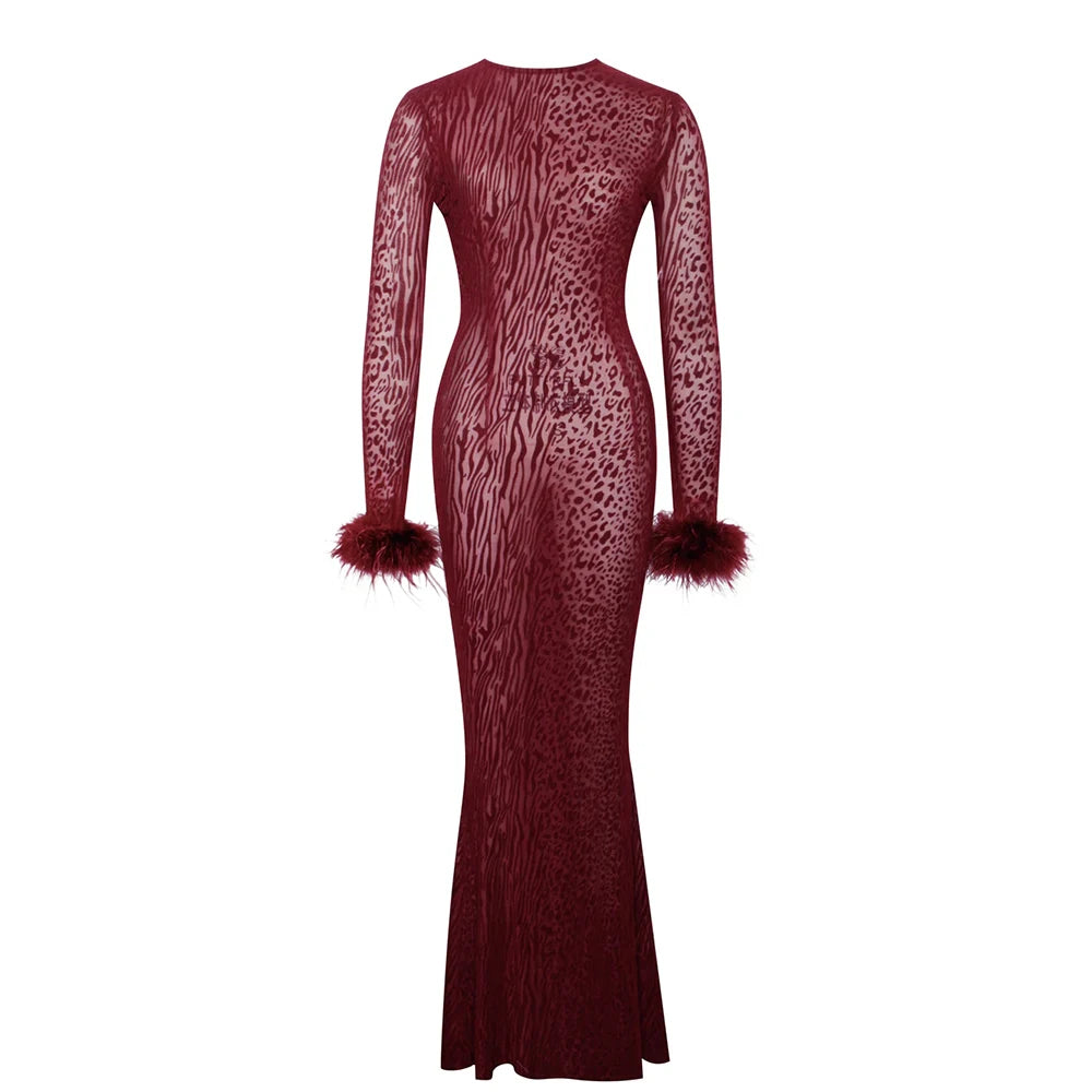 Jazmyne Leopard Feather Dress