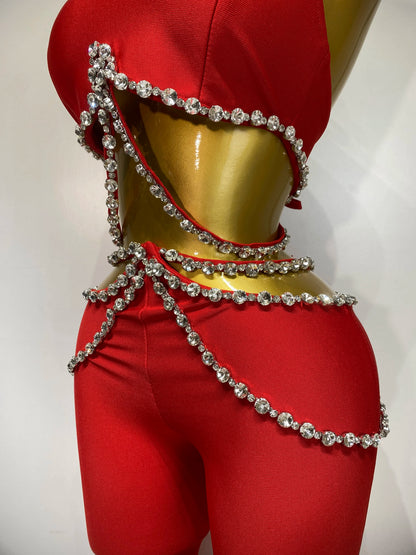Anita Rhinestone Bandage Pants Set