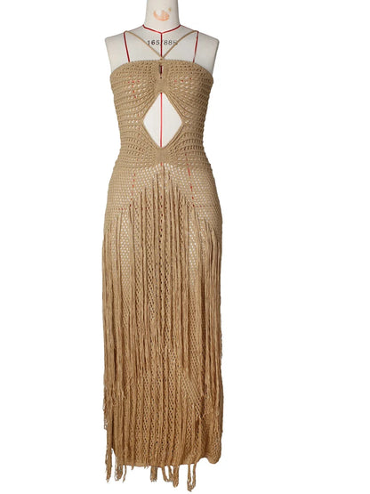 Tesha Crochet Fringe Maxi Dress