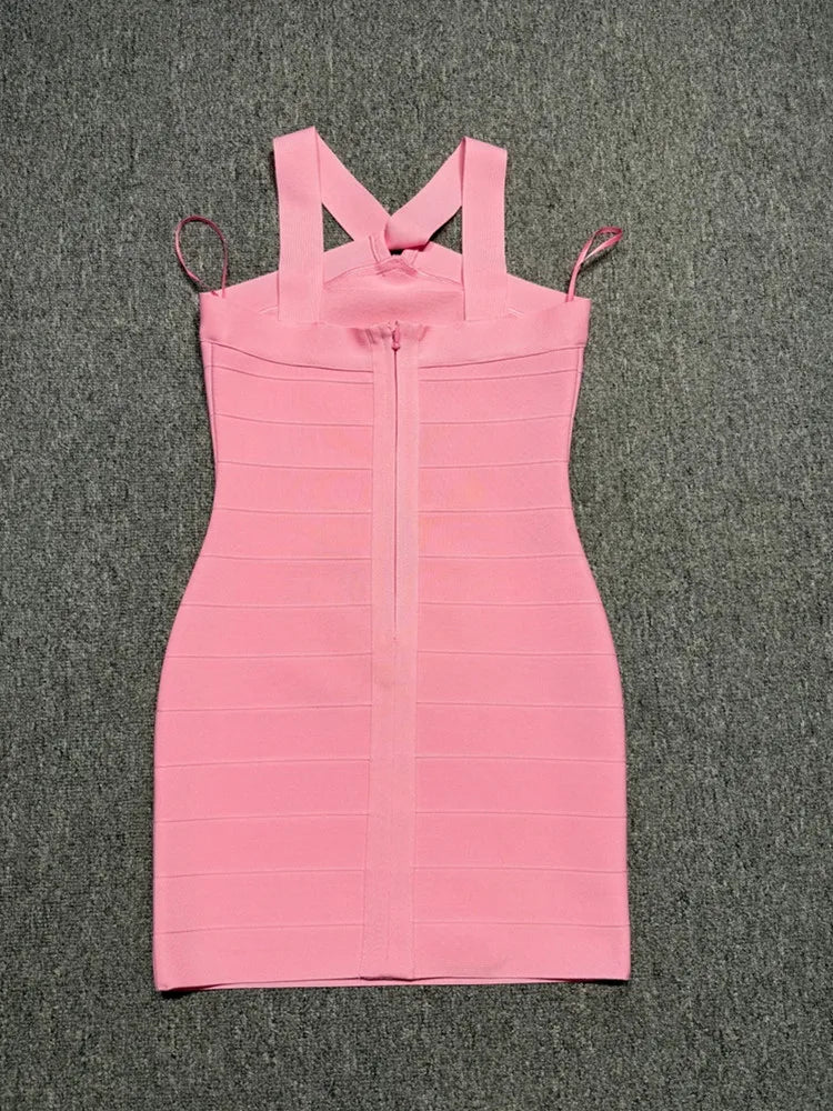Pink Bodycon Bandage Mini Dress