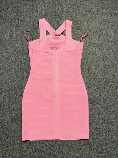 Pink Bodycon Bandage Mini Dress