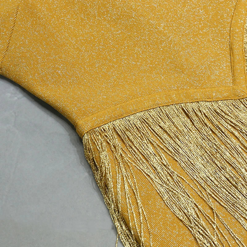 Golden Tassel Bandage Dress
