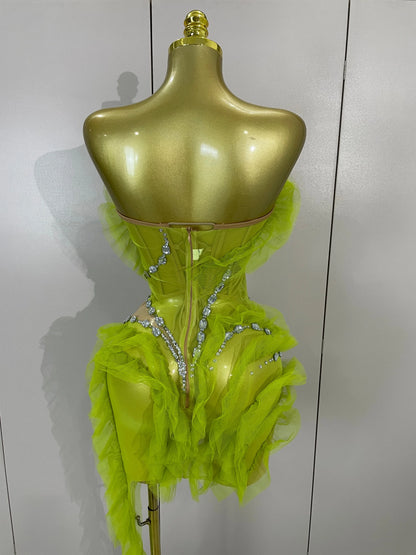 Lorna Green Mesh Mini Dress