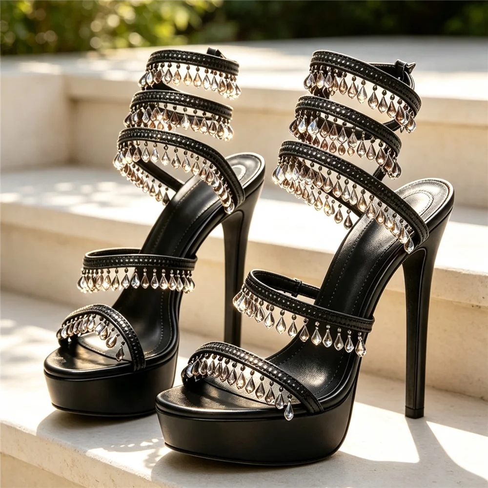 Nisha Rhinestone Platform High Heels