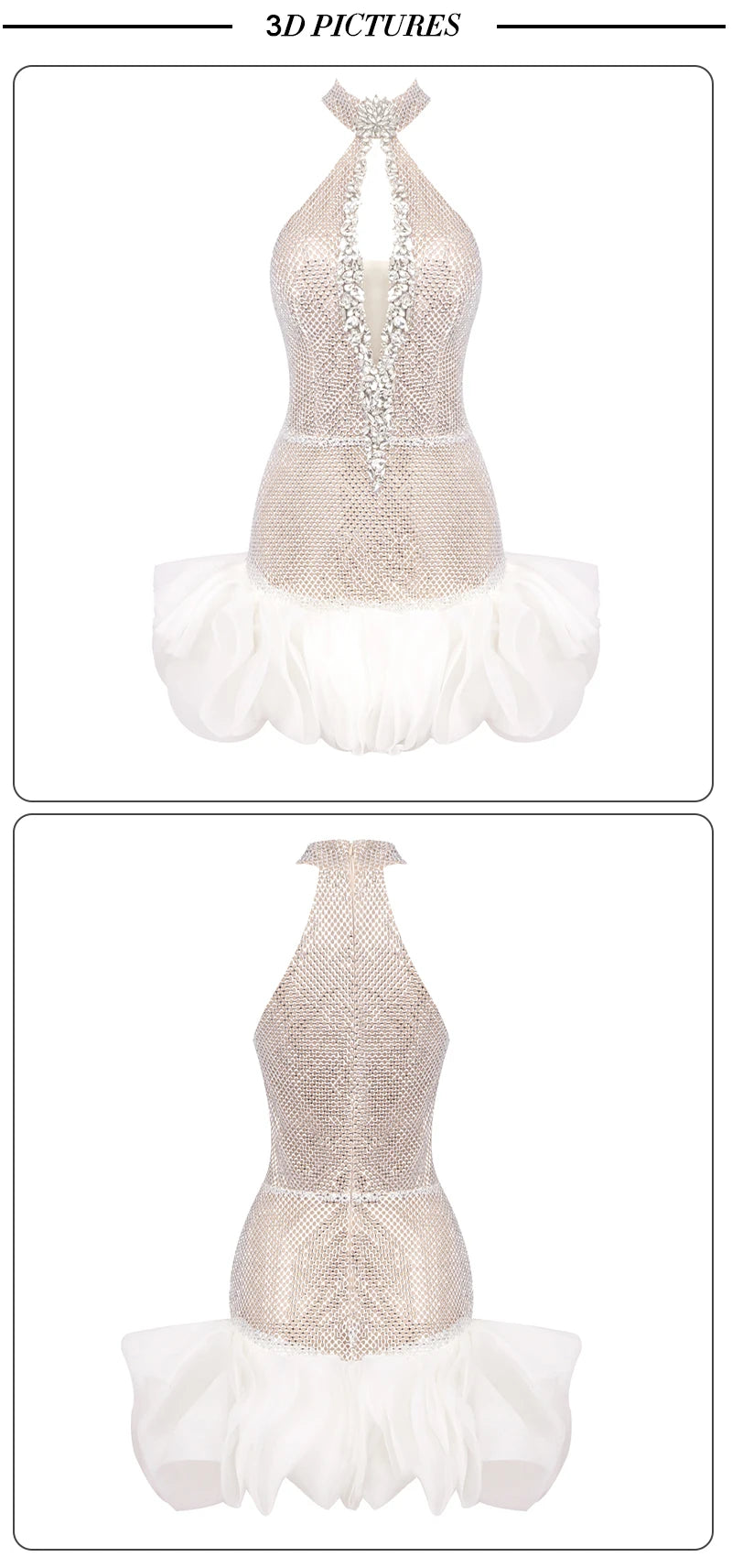 Silver Sequins Tulle Cocktail Dress