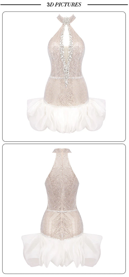 Silver Sequins Tulle Cocktail Dress